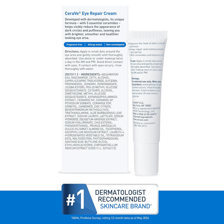 CeraVe Eye Repair Cream for Dark Circles and Puffiness for All Skin Types
